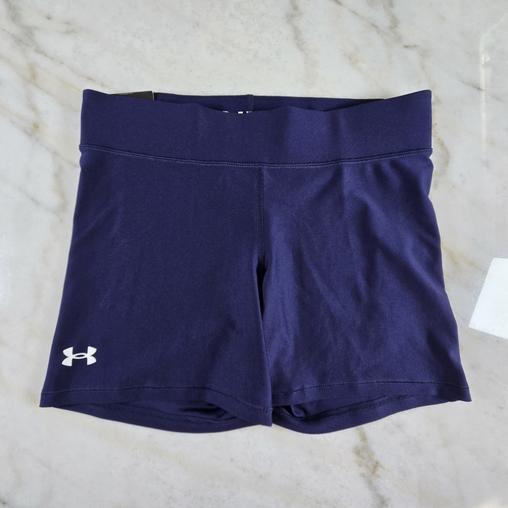 Under Armour HeatGear Compression Shorts‎ Athletic Womens Large Navy Blue NWT